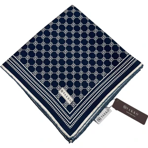 Monogram Tivil Ipek Eşarp 30008898-LACIVERT Beyaz