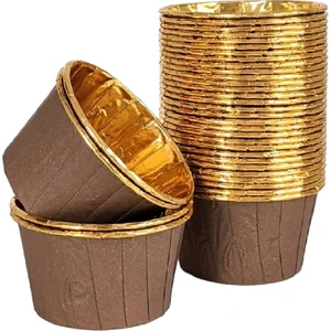 Trend Hediye Sepeti Kahverengi Gold Muffin Kek Kapsülü Cupcake Kalıbı 25 Adet