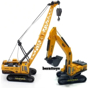 Berat Toys Berattoys Ikili Inşaat Set Iş Makinaları Ikili Iş Araçları Ekskavatör Dozer  ve Kepçe