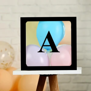 Patladı Gitti A Harfli Siyah Şeffaf Büyük Boy 25*25 cm Balon Kutusu Kendin Yap Doğum Günü Parti Kutlama Seti