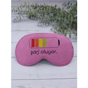 Şarj Oluyor Pembe Uyku Bandı Göz Bandı Baskılı Pamuk Seyahat Uyku Bandı