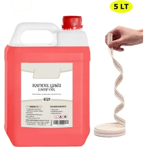 Dünya Magnet Kırmızı Kandil Yağı, Iç Mekan , 5 Lt. ve 1 Mt. Fitil