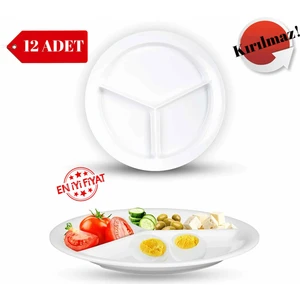 Avangart Mutfak 12 Adet Melamin Kırılmaya Dayanıklı Kahvaltı, Diyet, Kreş, Okul, Sosluk Tabağı (25CM)