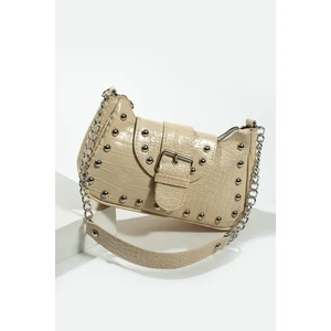 Nbi Bags Bony Zımbalı Timsah Desenli Siyah Kol Çantası