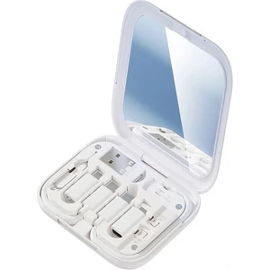 Aynalı, Standlı 8-in-1 Çok İşlevli Seyahat Seti - Type-C, USB, Micro, Lightning Port Çevirici