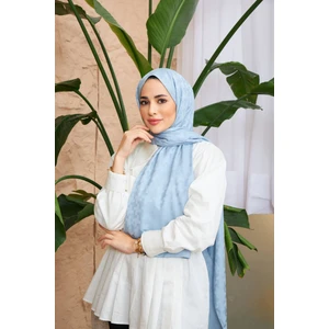 Cross Desen İpeksi Jakar Şal Buz Mavi 9006-18