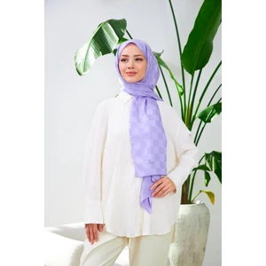 Yeni Dama Desen İpeksi Jakar Şal Leylak 9007-14