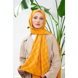 Yeni Dama Desen Ipeksi Jakar Şal Taba 9007-11