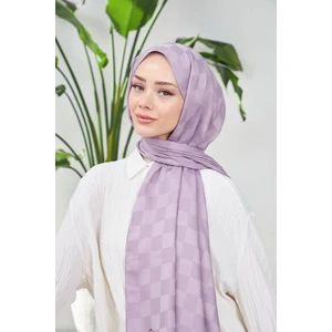 Yeni Dama Desen Ipeksi Jakar Şal Lila 9007-07