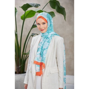 Nature Fulya Soft Şal Turuncu Su Yeşili 3041-12