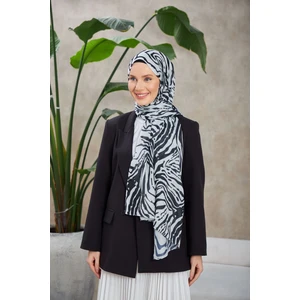 Ethnic Galaxy Soft Şal Beyaz Siyah 3042-14