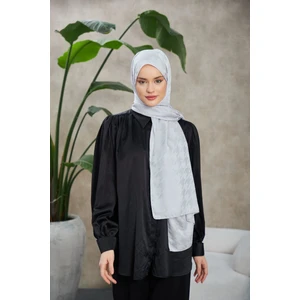 Neo Kazayağı Desen İpeksi Jakar Şal Gri 9010-07