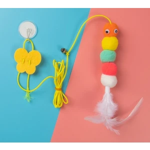 Işık Ticarett Elastik Kendinden Yapışkanlı Renkli Kedi Oyun Oltası Kedi Oyuncağı Yapışkanlı Olta Eğitim Oyuncağı