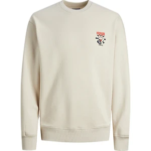 Jack & Jones Yuvarlak Yaka Krem Erkek Sweatshırt 12248538_JORMAKI Sweat Crew Neck Tg