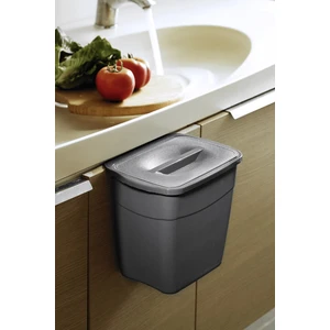 Askılı Asılabilir Tezgah Altı Kapaklı Çöp Kovası 5 Litre Gri MR-242