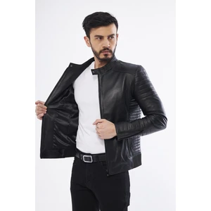 DER172 Deri Erkek Siyah Mont