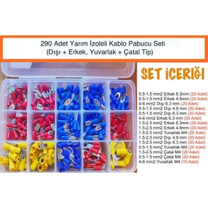 290 Parça Izoleli Kablo Pabucu (Çatal Yuvarlak Dışı Erkek)