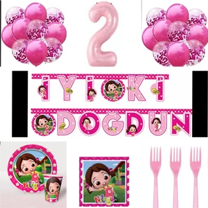 Mini Parti Mini Party Store Niloya Parti Seti 8 Adet Tabak 8 Adet Bardak 25 Adet Peçete Pembe