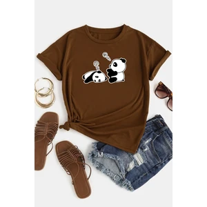 Only Trendwear  Uykucu Panda Baskılı Tasarım Tshirt
