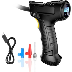 120W Kablosuz Hava Kompresörü Araç Motorsiklet Bisiklet Top Araba Lastik Pompası - Wireless USB - LED Işıklı