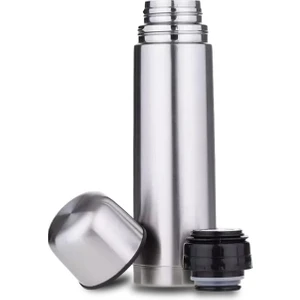 Sedef Silver Bardaklı Kapak 750 ml Paslanmaz Çelik Aç Kapat Düğmeli Paslanmaz Çelik Bardak Çay Kahve Kamp Termos 509