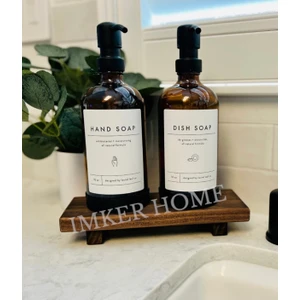 IMKER HOME Dekoratif Ahşap Stand Sunum Tahtası Mutfak Düzenleyici Sosluk Yağdanlık Yağlık Sıvı Sabun Altlığı