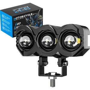 Motosiklet 3 LED Lazer Sis Farı 2 Adet Metal Kasa Baykuş Model Delici Beyaz Sarı Çift Renk 12-80 V