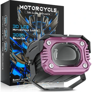 Motosiklet Çakar Modlu Lazer LED Sis Farı 2 Adet Çift Renk Beyaz Sarı Ultra Güçlü Sis Farı
