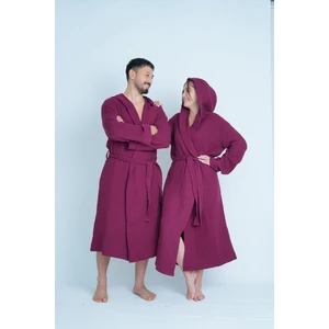Meet Maya Natural Unisex Kapüşonlu 4 Katlı Müslin Bornoz/sabahlık