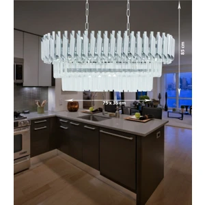 Birsen Aydınlatma Avizade Roza Gümüş 75X35 cm Lik Kristal Taşlı Lüks Avize