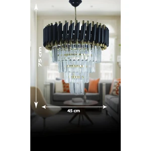 Birsen Aydınlatma Zamira 45 Cm'lik Gold Kristal Taşlı Lüx Avize 4'lü (Black Gold)