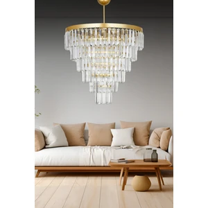 Birsen Aydınlatma Nilsa Gold 50X50 Cm'lik Kristal Taşlı Lüks Avize - Yatak Odası - Salon - Mutfak - Hol