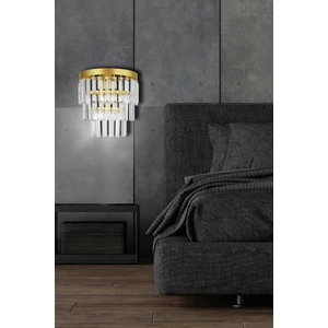 Birsen Aydınlatma Ziyafet 1'li Gold Kristal Taşlı Lüks Aplik - Yatak Odası - Salon - Mutfak - Hol - Koridor