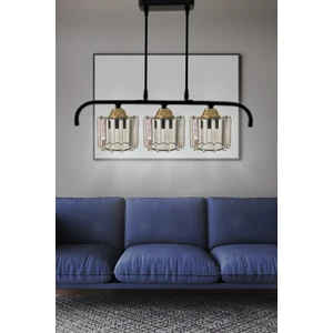 Birsen Aydınlatma Elmas 3'lü Gold Kristal Taşlı Lüx Sarkıt Avize - Yatak Odası - Salon - Mutfak - Hol