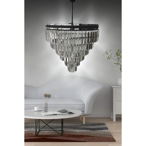 Birsen Aydınlatma Raya Gümüş Detaylı 50X50 Cm'lik Kristal Taşlı Lüks Avize - Yatak Odası - Salon - Mutfak