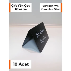 Şeffaf Etiket 10 Adet Karatahta Silinebilir Ayaklı Siyah Etiket Kafe Pasta Kahve Dekoratif Etiket Siyah Pvc Etiket