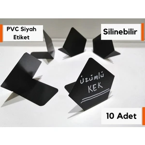 Şeffaf Etiket 10 Adet Karatahta Silinebilir Ayaklı Siyah Etiket Kafe Pasta Kahve Dekoratif Etiket Siyah Pvc Etiket