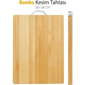 Berdina Home Bambu Metal Saplı Kesim Panosu Et Ekmek Sebze Meyve Kesim Tahtası