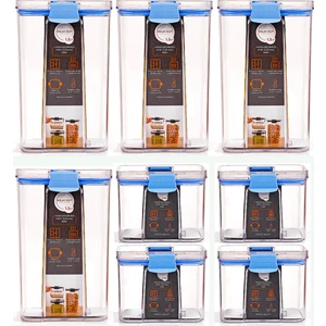 Mars & Hars 8'li Sızdırmaz, Çift Kilit Klipsli, Vakum Kapaklı, Erzak, Baharat Saklama Kabı (4 Orta +4 Küçük)