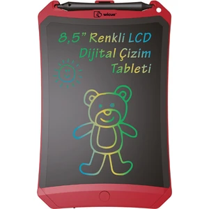 Wicue 8.5” Mıknatıslı LCD Dijital Renkli Çizim Tableti – Kırmızı