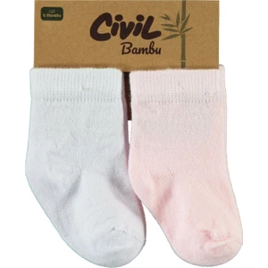 Civil Baby Bebek 2'li Çorap Set 6-18 Ay Beyaz-Pembe