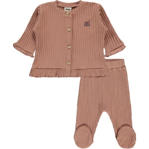 Civil Baby Kız Bebek Pijama Takımı 3-6 Ay Koyu Somon