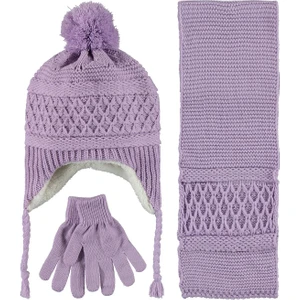 Civil Girls Kız Çocuk Atkı Bere Eldiven Seti 10-13 Yaş  Lila