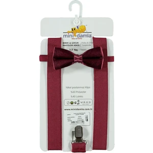 Mini Damla Minidamla Erkek Çocuk Pantolon Askısı Takımı 1-7 Yaş Bordo