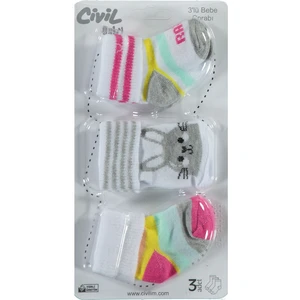 Civil Baby Kız Bebek 3'lü Çorap Set 0-24 Ay Pembe