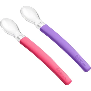 Wee Baby Silikon Uçlu 2'li Mama Kaşığı - Pembe - Mor