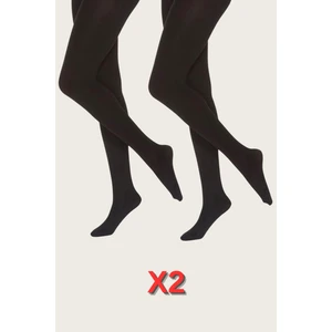 2'Li Kadın Bambu Siyah Pamuklu Külotlu Çorap