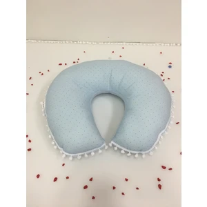 Buse Baby Home Busebabyhome Mavi , Pikeli ve Ponponlu ,çift Taraflı Emzirme Yastığı/emzirme Minderi/bebek Destek Minderi/ Hamile Yastığı