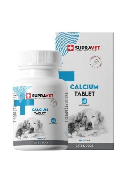 Supravet Calcium Kedi ve Köpekler Için Kalsiyum Vitamin Tablet 75 Adet