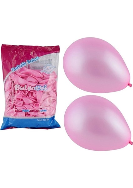 Balon Metalik Pembe 100 Lü / Balonevi